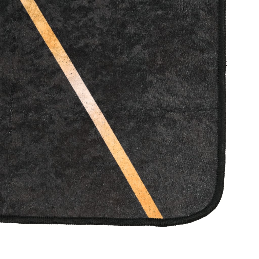 vidaXL Rug Washable Black and Gold 80x300 cm Anti Slip