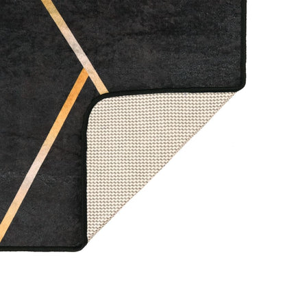vidaXL Rug Washable Black and Gold 80x300 cm