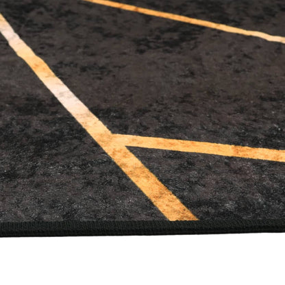 vidaXL Rug Washable Black and Gold 120x180 cm
