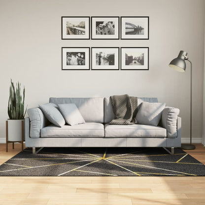 vidaXL Rug Washable Black and Gold 120x180 cm