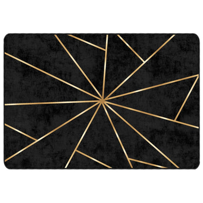 vidaXL Rug Washable Black and Gold 160x230 cm Anti Slip