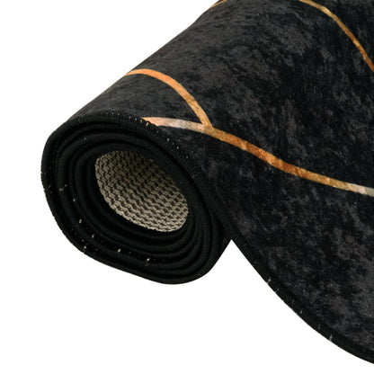vidaXL Rug Washable Black and Gold 160x230 cm Anti Slip