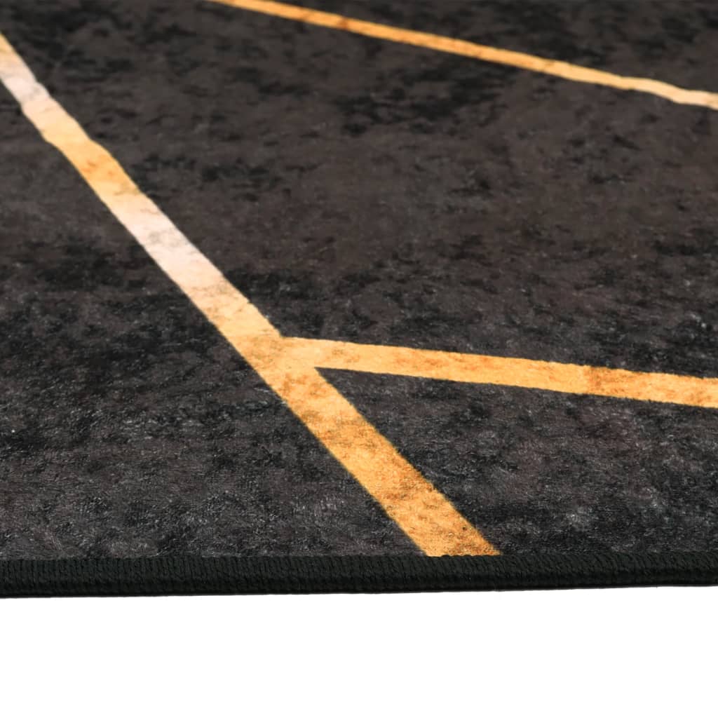vidaXL Rug Washable Black and Gold 190x300 cm Anti Slip
