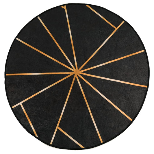 vidaXL Rug Washable Black and Gold Ø 120 cm