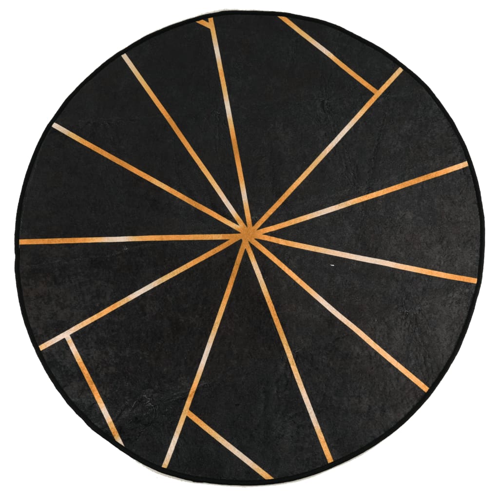 vidaXL Rug Washable Black and Gold Ø 120 cm