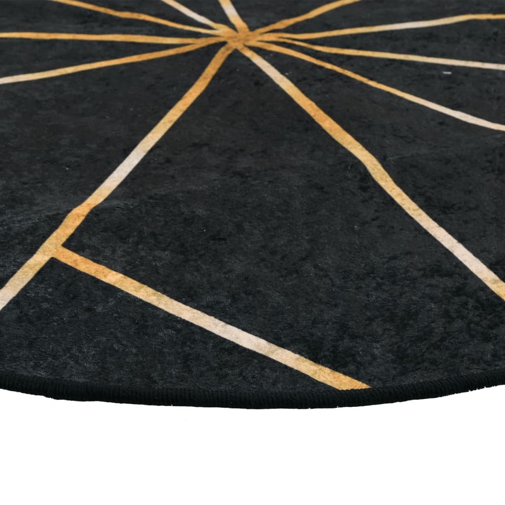 vidaXL Rug Washable Black and Gold Ø 120 cm