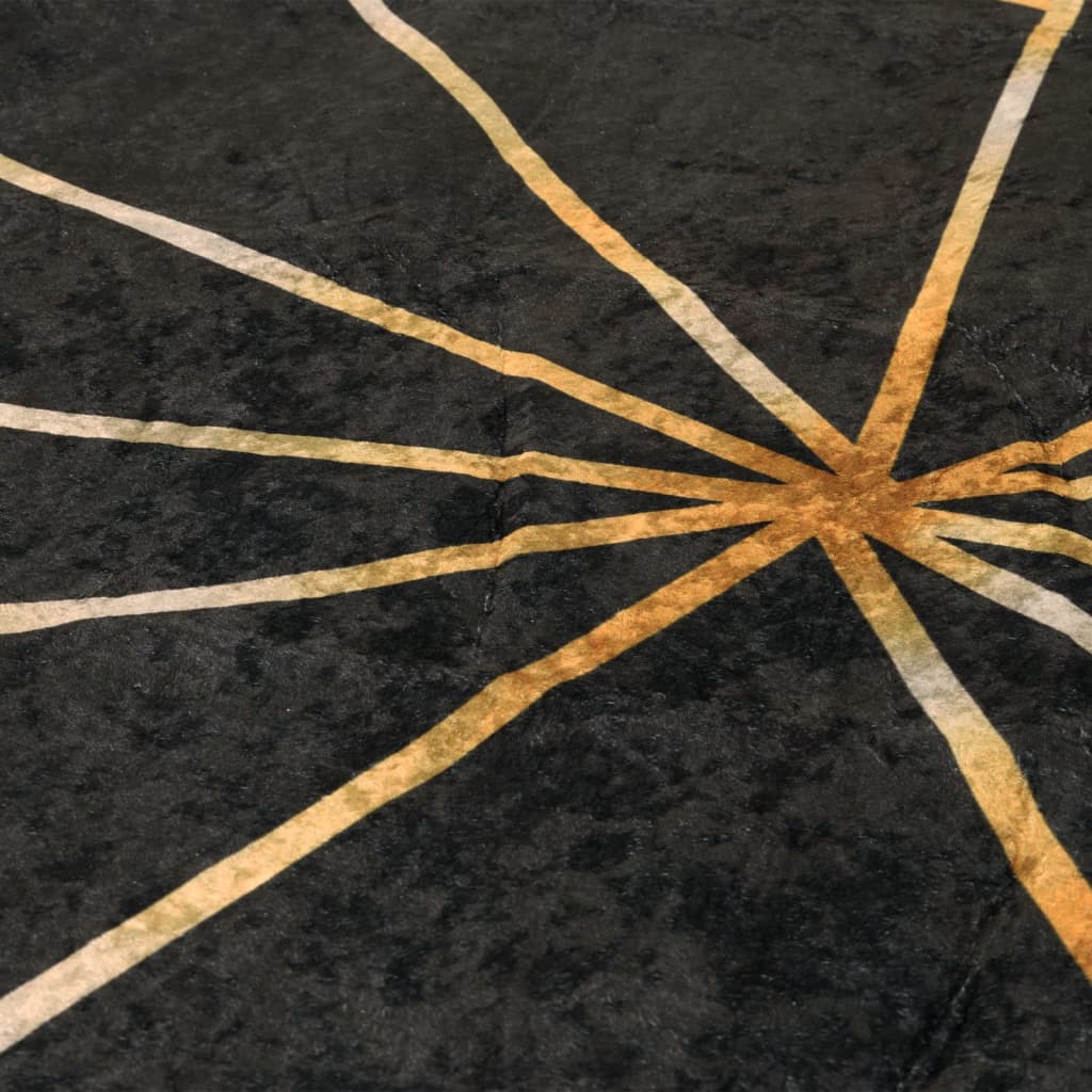 vidaXL Rug Washable Black and Gold Ø 120 cm