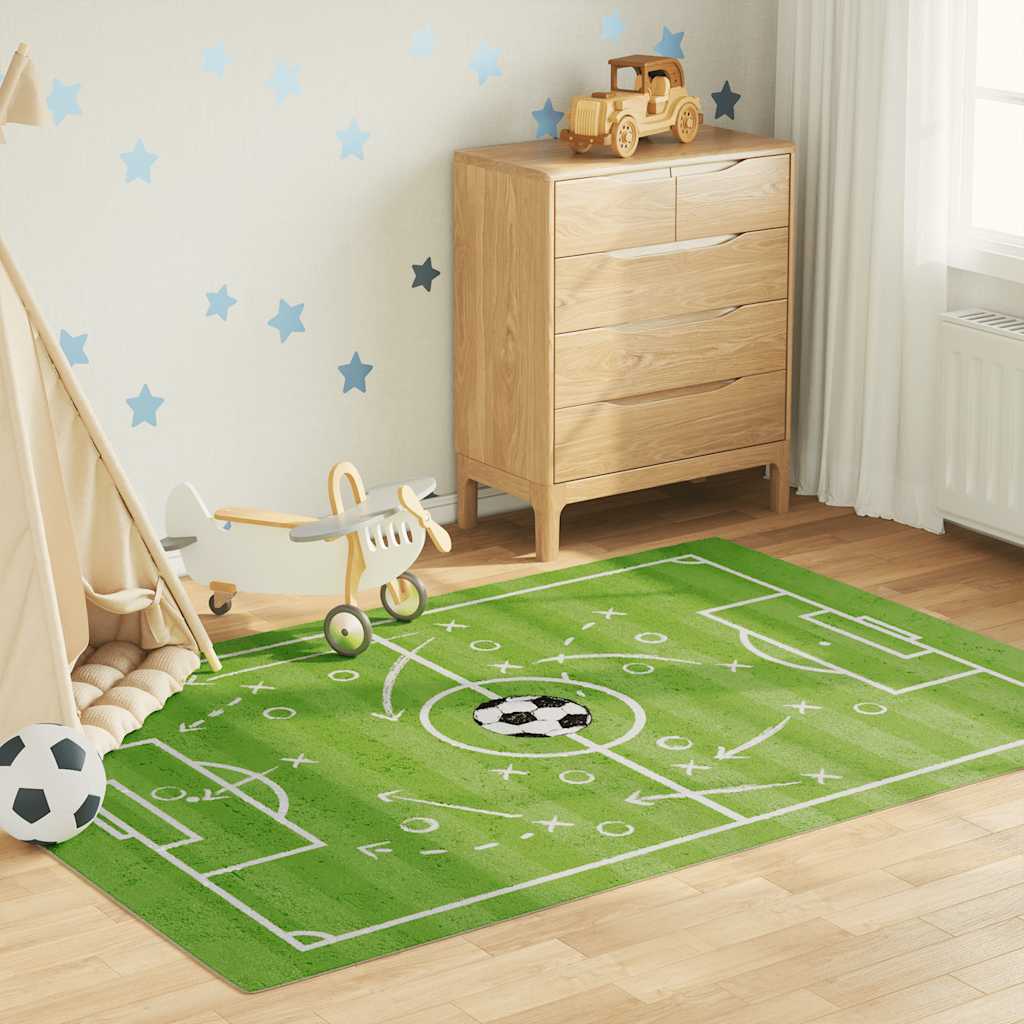 vidaXL Kids'Rug Green 160x230 cm Football Field Washable
