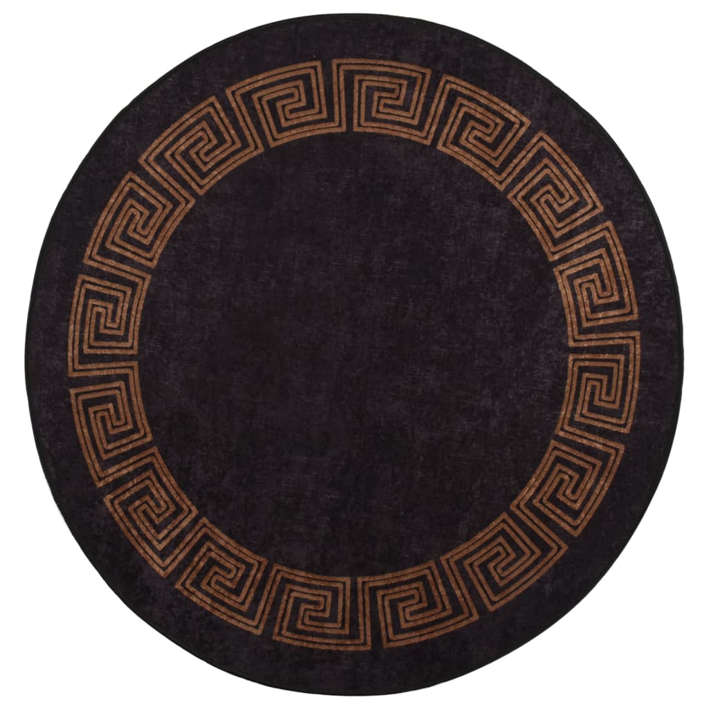 vidaXL Rug Washable Black and Gold Ø 200 cm