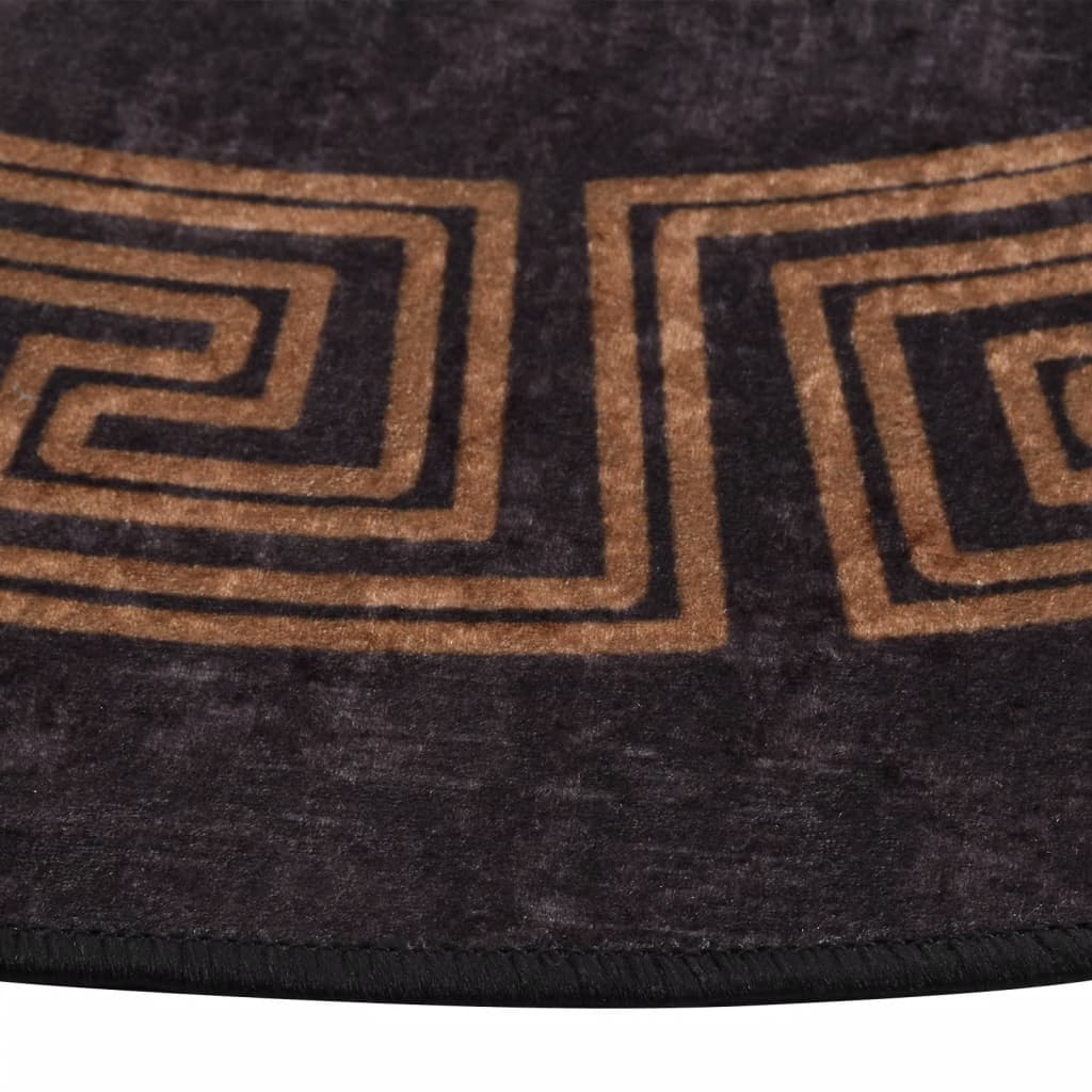 vidaXL Rug Washable Black and Gold Ø 200 cm