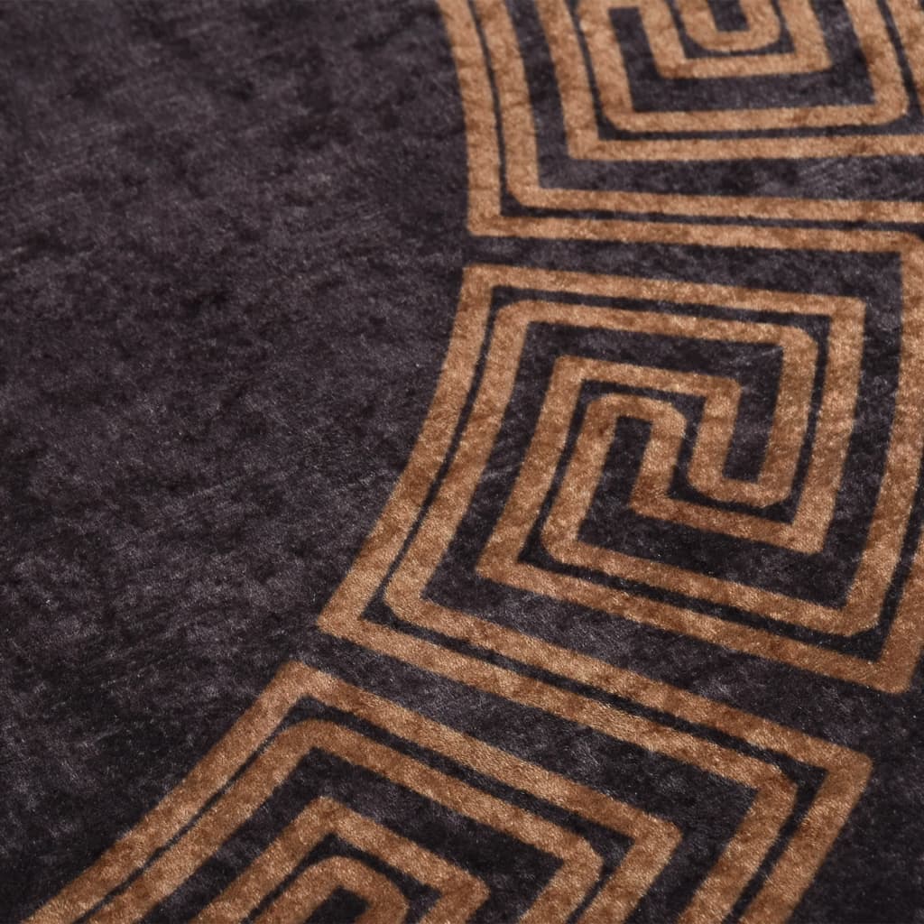 vidaXL Rug Washable Black and Gold Ø 200 cm