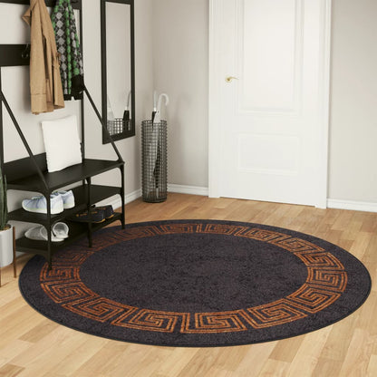 vidaXL Rug Washable Black and Gold Ø 200 cm
