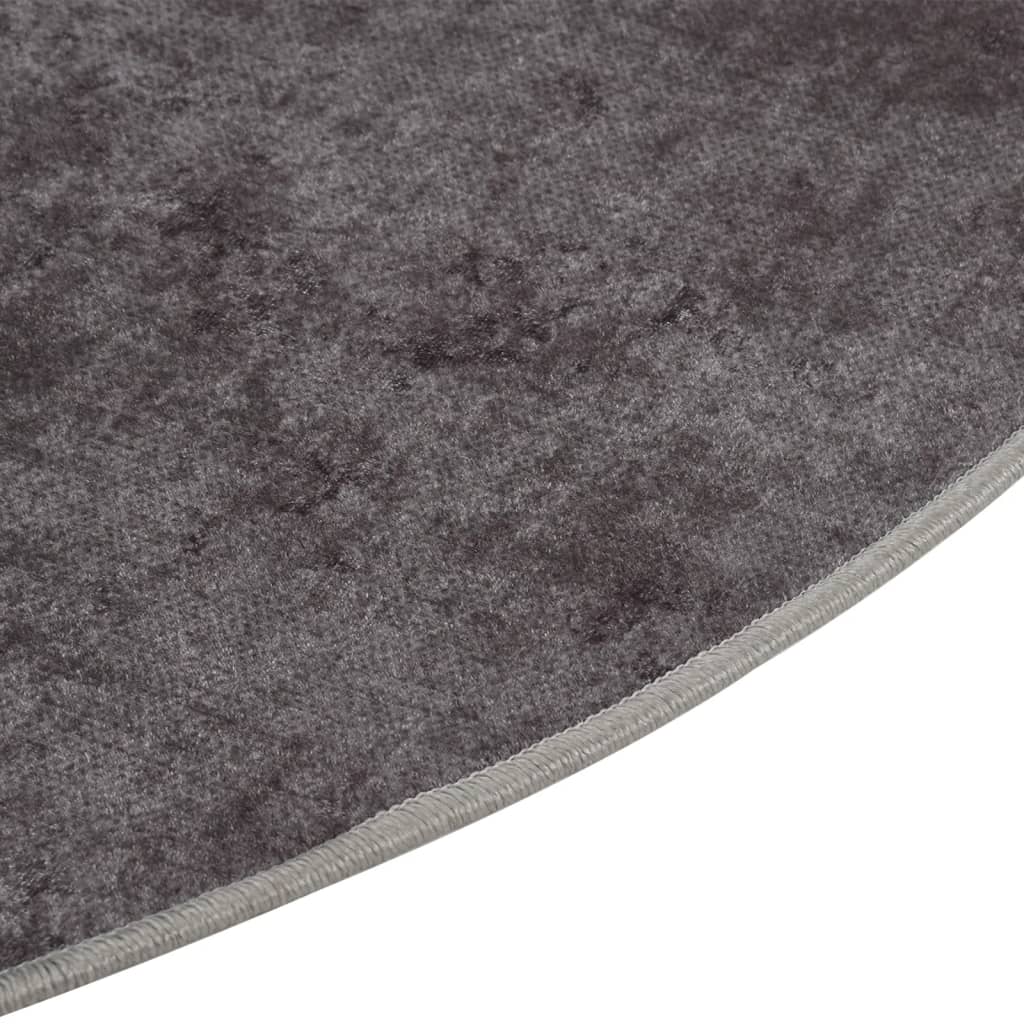 vidaXL Rug Washable Grey Ø 200 cm Anti Slip