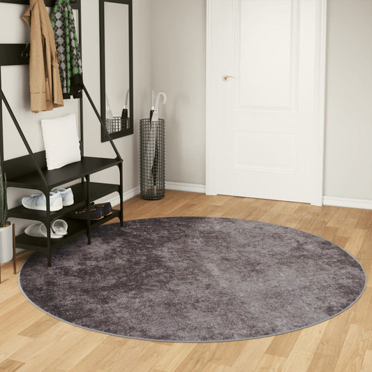 vidaXL Rug Washable Grey Ø 200 cm Anti Slip