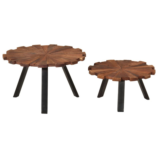 vidaXL Coffee Tables 2 pcs Solid Wood Reclaimed and Iron