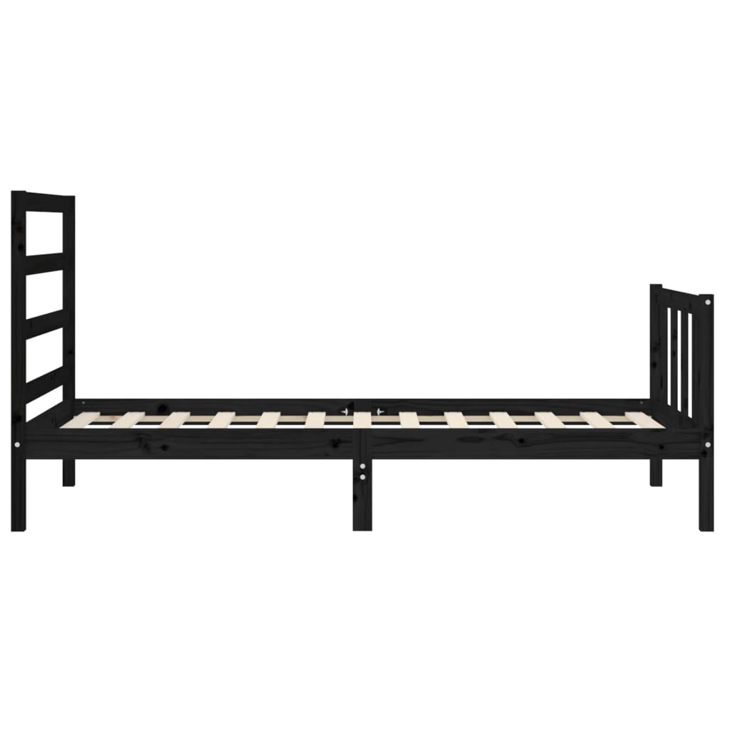 vidaXL Bed Frame without Mattress Black Small Single Solid Wood Pine
