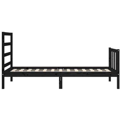 vidaXL Bed Frame without Mattress Black Small Single Solid Wood Pine