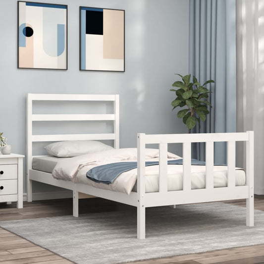 vidaXL Bed Frame without Mattress White 90x190 cm Single Solid Wood Pine