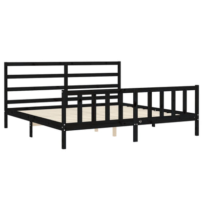vidaXL Bed Frame without Mattress Black 200x200 cm Solid Wood Pine