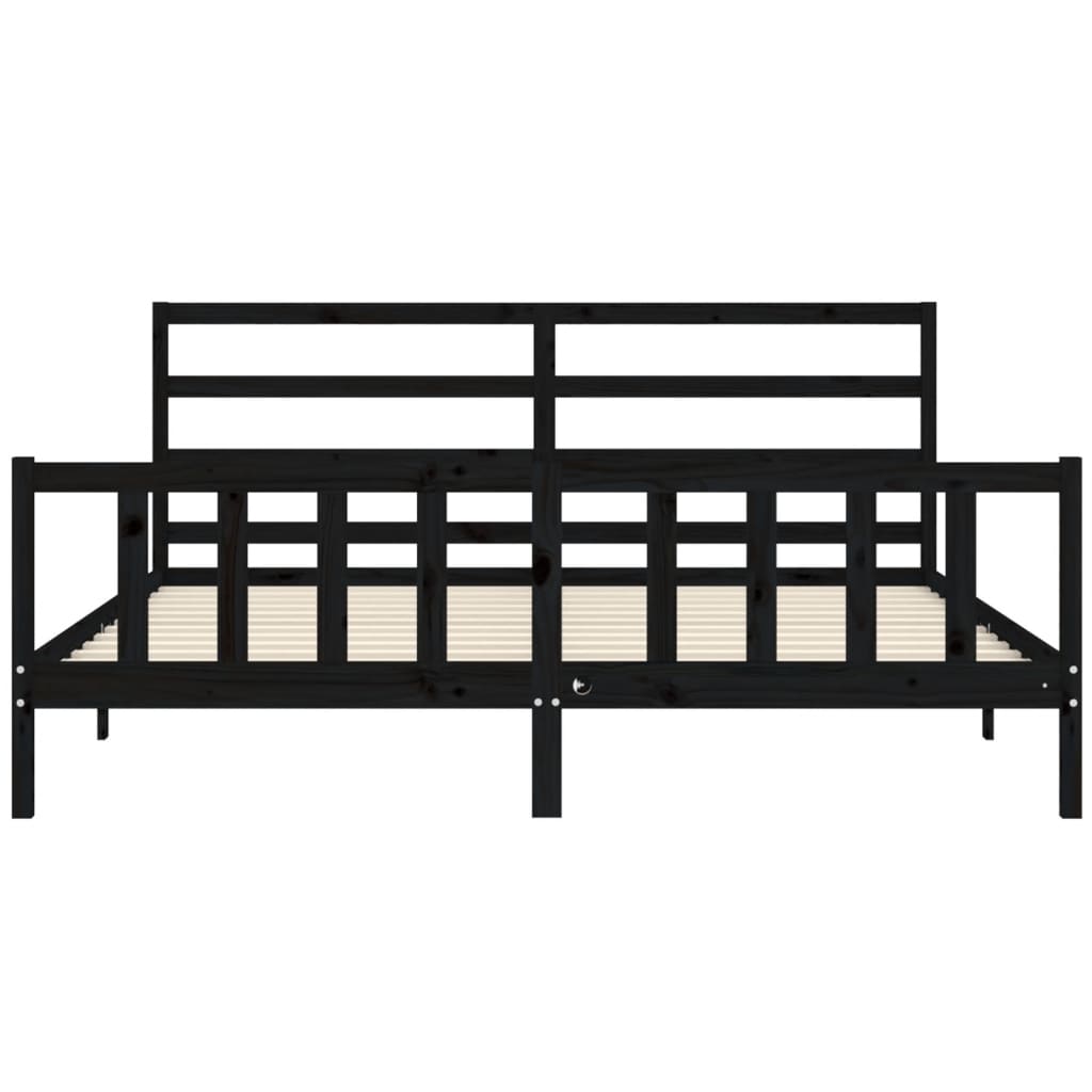 vidaXL Bed Frame without Mattress Black 200x200 cm Solid Wood Pine