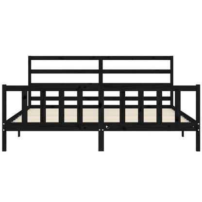 vidaXL Bed Frame without Mattress Black 200x200 cm Solid Wood Pine