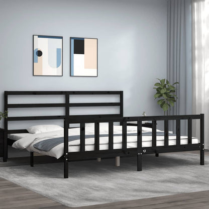 vidaXL Bed Frame without Mattress Black 200x200 cm Solid Wood Pine