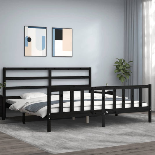 vidaXL Bed Frame without Mattress Black 200x200 cm Solid Wood Pine