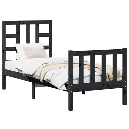 vidaXL Bed Frame without Mattress Black Small Single Solid Wood Pine