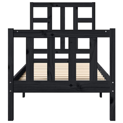 vidaXL Bed Frame without Mattress Black Small Single Solid Wood Pine