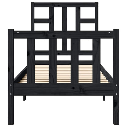 vidaXL Bed Frame without Mattress Black Small Single Solid Wood Pine