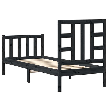 vidaXL Bed Frame without Mattress Black Small Single Solid Wood Pine