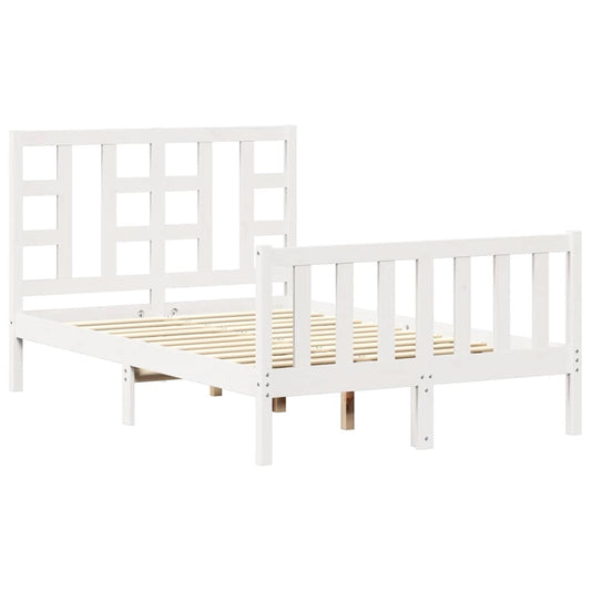 vidaXL Bed Frame without Mattress White Small Double Solid Wood Pine