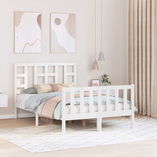 vidaXL Bed Frame without Mattress White Small Double Solid Wood Pine