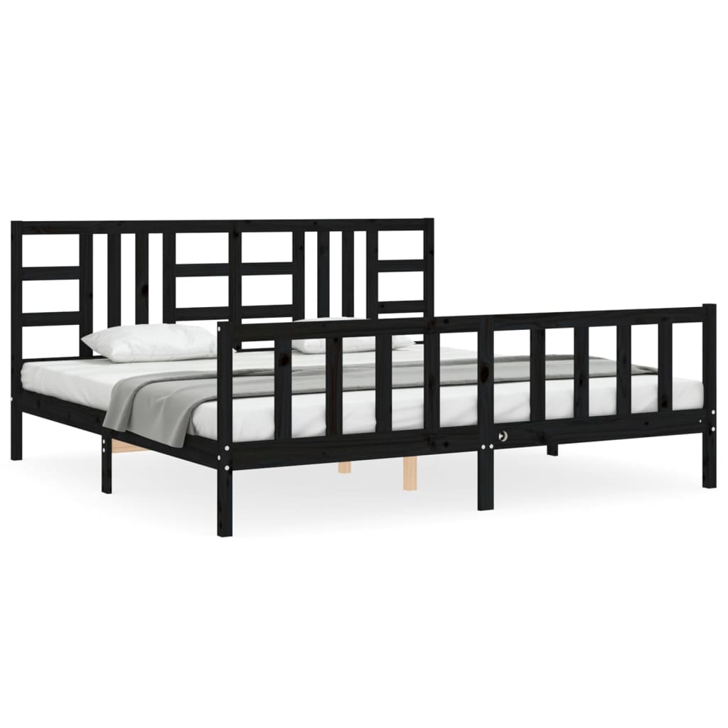 vidaXL Bed Frame without Mattress Black 200x200 cm Solid Wood Pine