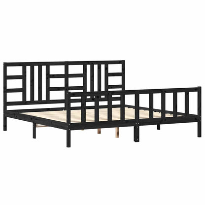 vidaXL Bed Frame without Mattress Black 200x200 cm Solid Wood Pine