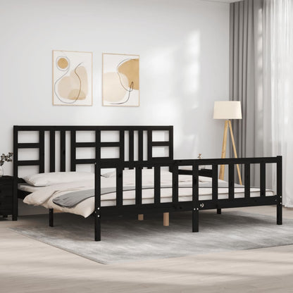 vidaXL Bed Frame without Mattress Black 200x200 cm Solid Wood Pine