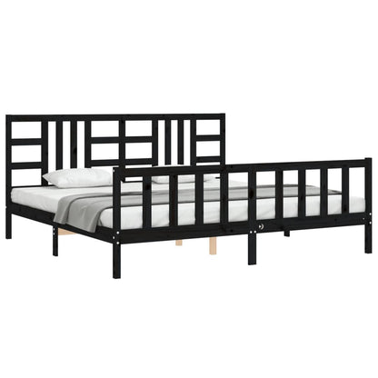 vidaXL Bed Frame without Mattress Black 200x200 cm Solid Wood Pine