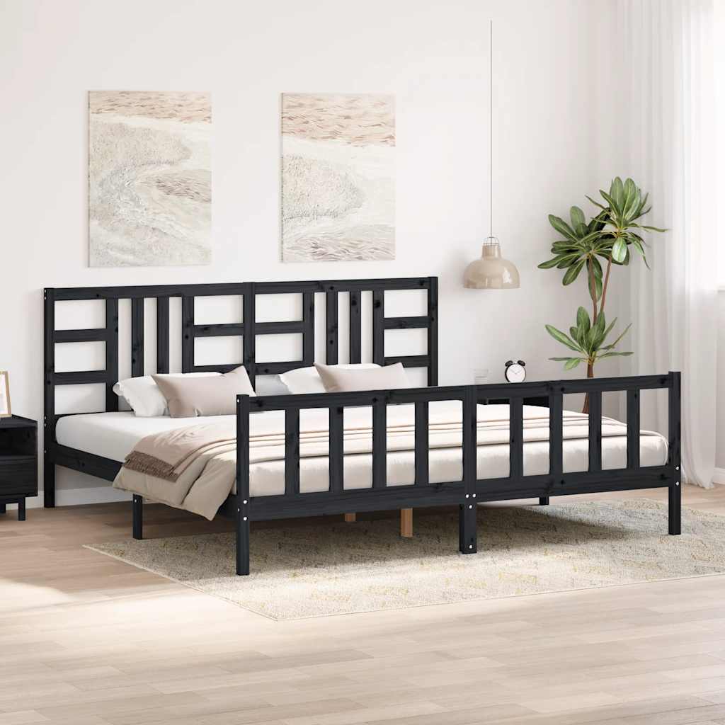 vidaXL Bed Frame without Mattress Black 200x200 cm Solid Wood Pine