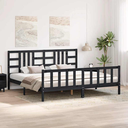 vidaXL Bed Frame without Mattress Black 200x200 cm Solid Wood Pine