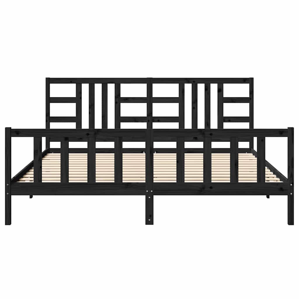vidaXL Bed Frame without Mattress Black 200x200 cm Solid Wood Pine