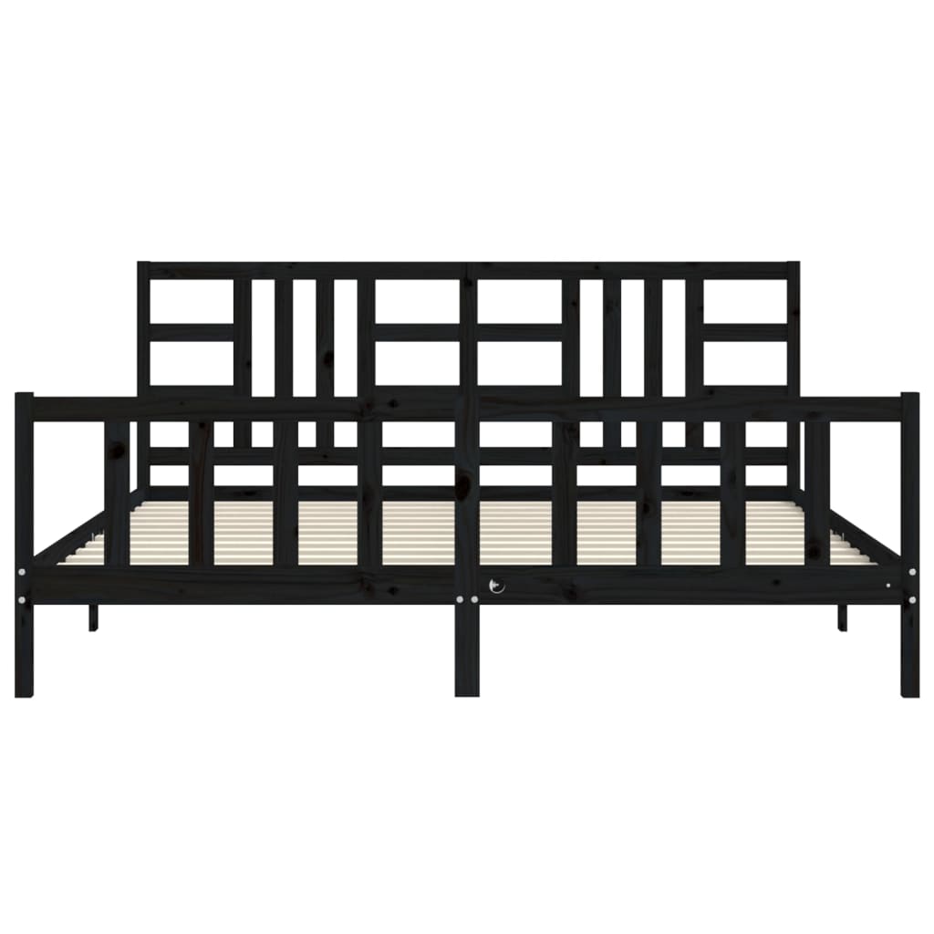 vidaXL Bed Frame without Mattress Black 200x200 cm Solid Wood Pine