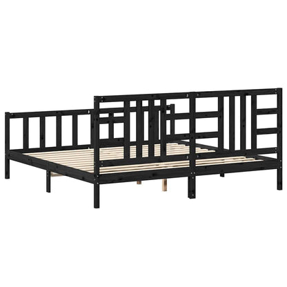 vidaXL Bed Frame without Mattress Black 200x200 cm Solid Wood Pine