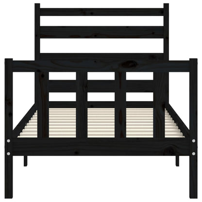 vidaXL Bed Frame without Mattress Black Small Single Solid Wood Pine