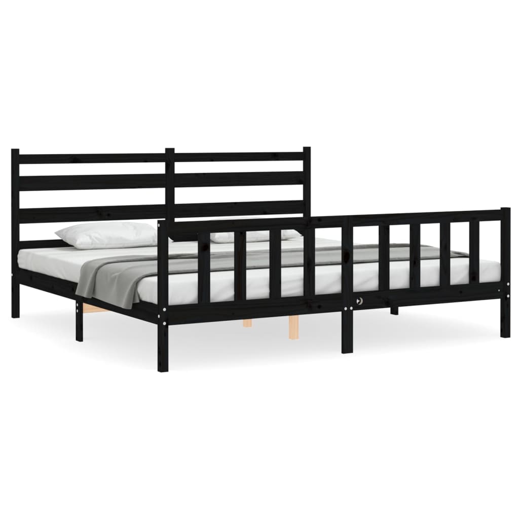 vidaXL Bed Frame without Mattress Black 200x200 cm Solid Wood Pine