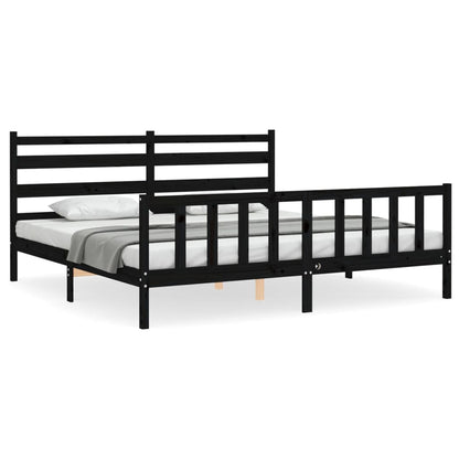 vidaXL Bed Frame without Mattress Black 200x200 cm Solid Wood Pine