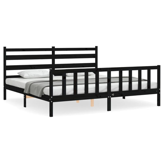 vidaXL Bed Frame without Mattress Black 200x200 cm Solid Wood Pine