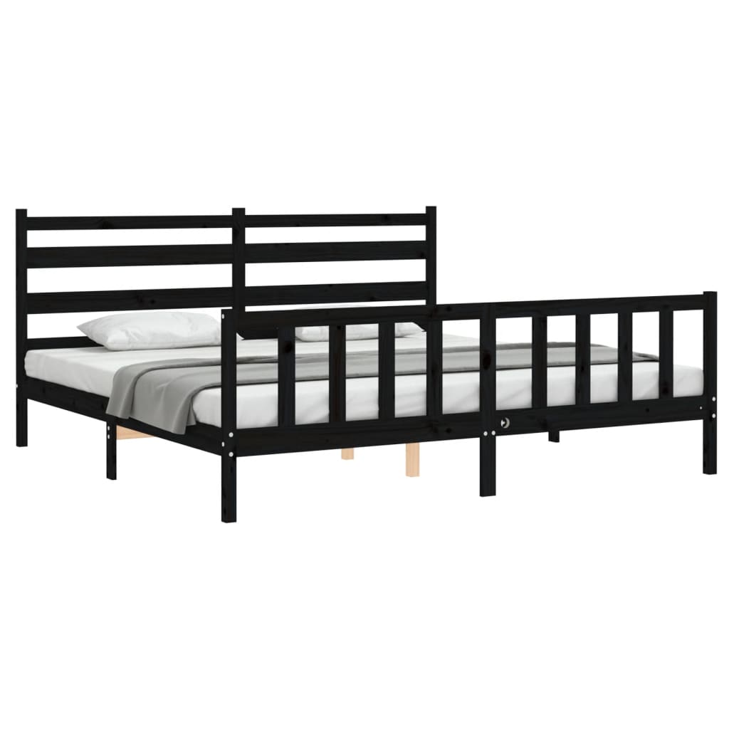 vidaXL Bed Frame without Mattress Black 200x200 cm Solid Wood Pine