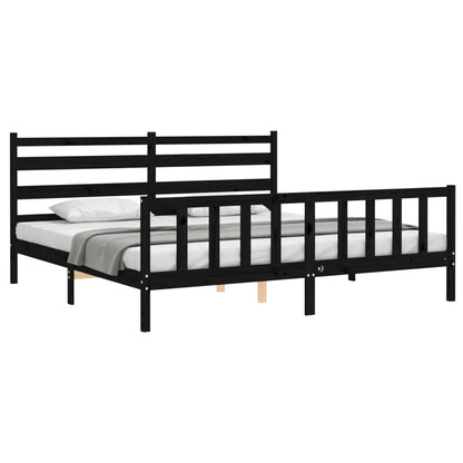 vidaXL Bed Frame without Mattress Black 200x200 cm Solid Wood Pine