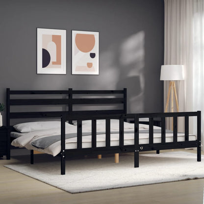 vidaXL Bed Frame without Mattress Black 200x200 cm Solid Wood Pine
