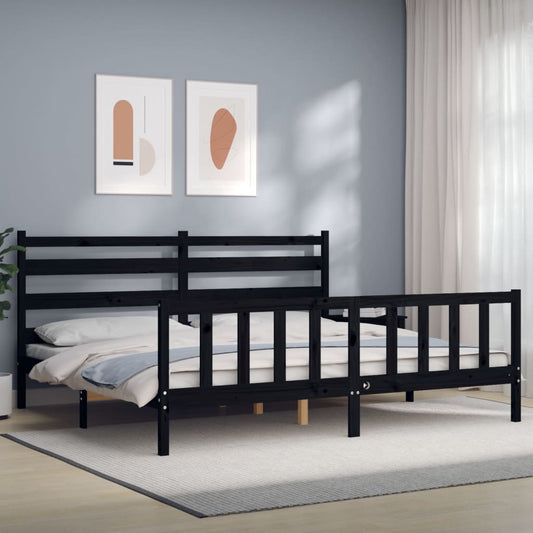 vidaXL Bed Frame without Mattress Black 200x200 cm Solid Wood Pine
